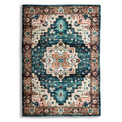 Persian Style Teal & Terracotta Medallion Rug