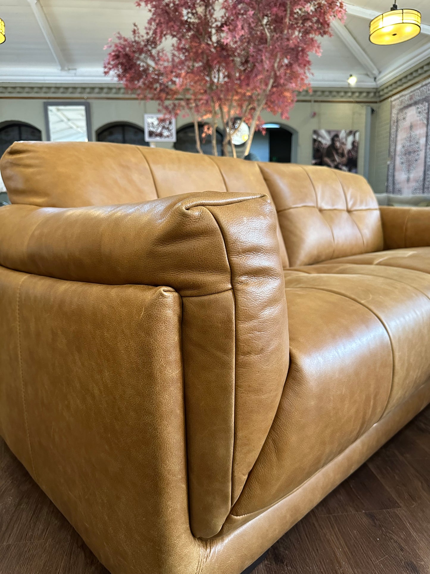 Theo Tan Italian Leather - 3 Seater Sofa