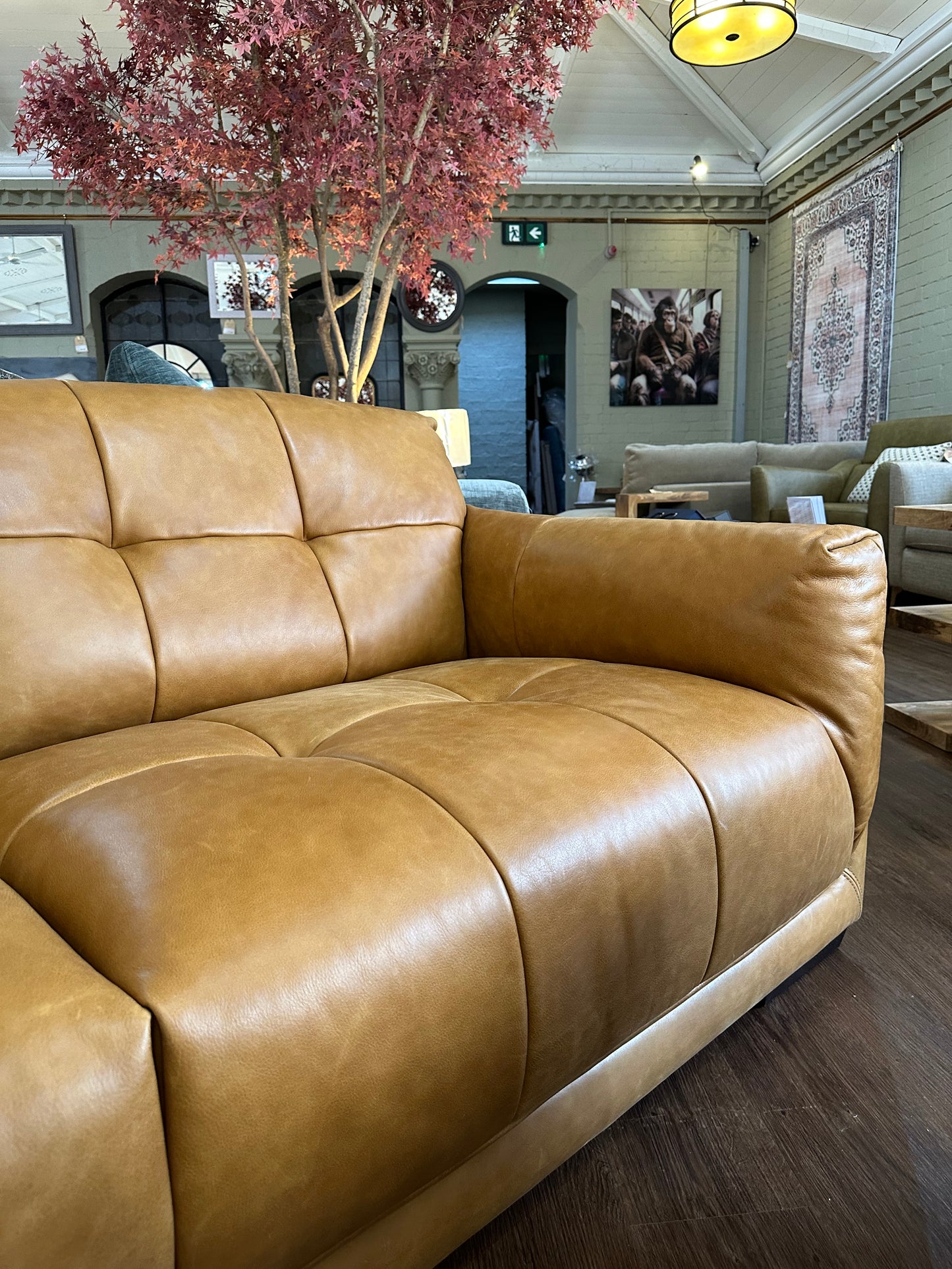 Theo Tan Italian Leather - 3 Seater Sofa