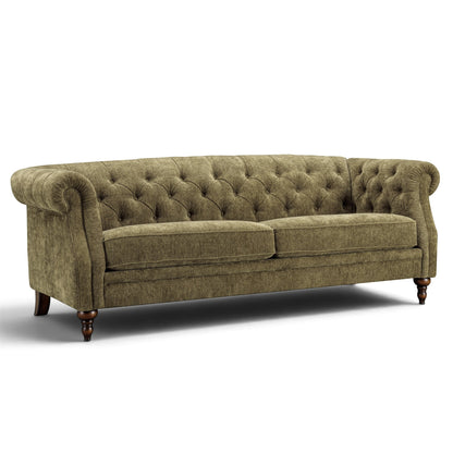 Wellington Green Fabric Chesterfield Sofa