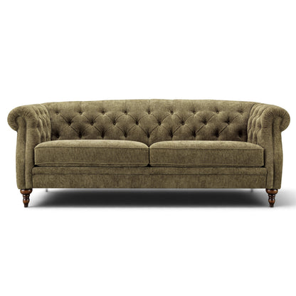 Wellington Green Fabric Chesterfield Sofa