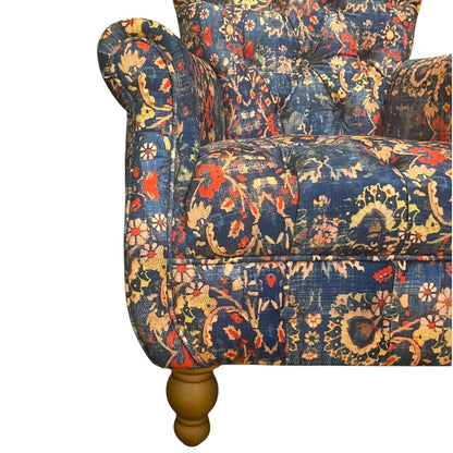 Abbey Armchair Printed Blue Velvet - Ex Display