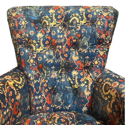 Abbey Armchair Printed Blue Velvet - Ex Display