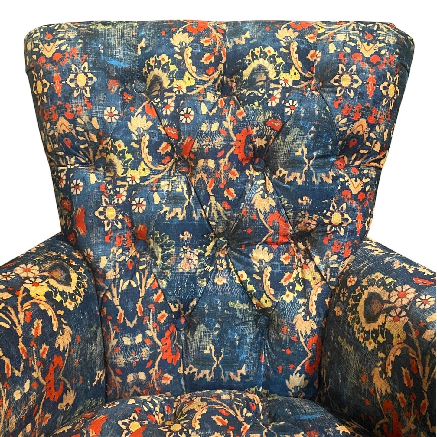 Abbey Armchair Printed Blue Velvet - Ex Display