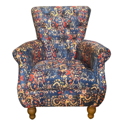 Abbey Armchair Printed Blue Velvet - Ex Display