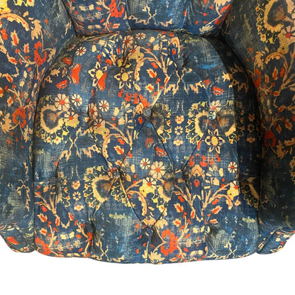 Abbey Armchair Printed Blue Velvet - Ex Display