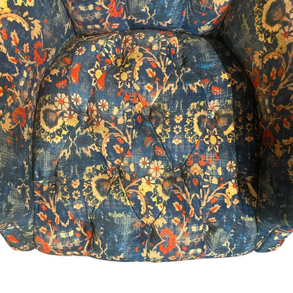 Abbey Armchair Printed Blue Velvet - Ex Display