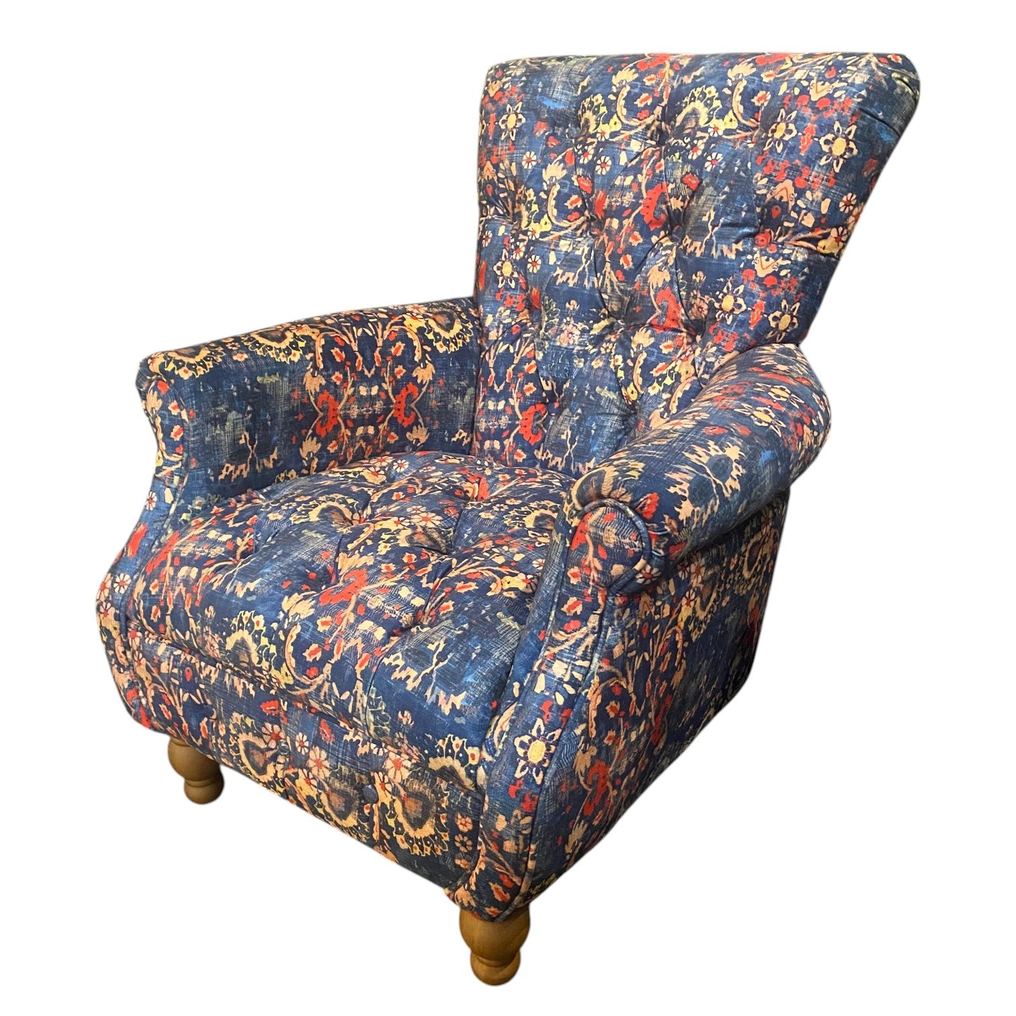 Abbey Armchair Printed Blue Velvet - Ex Display