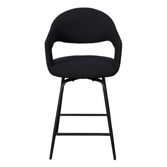 Aladdin Black Boucle Swivel Barstool - Pieces For Places
