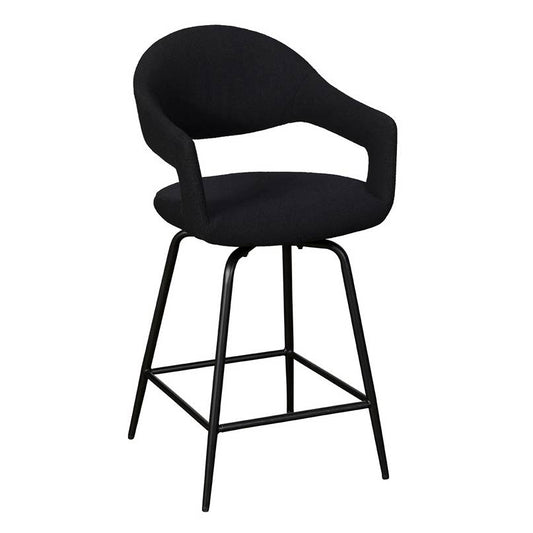 Aladdin Black Boucle Swivel Barstool - Pieces For Places