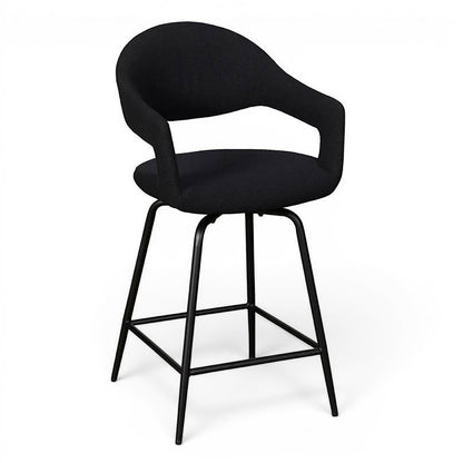 Aladdin Black Boucle Swivel Barstool - Pieces For Places