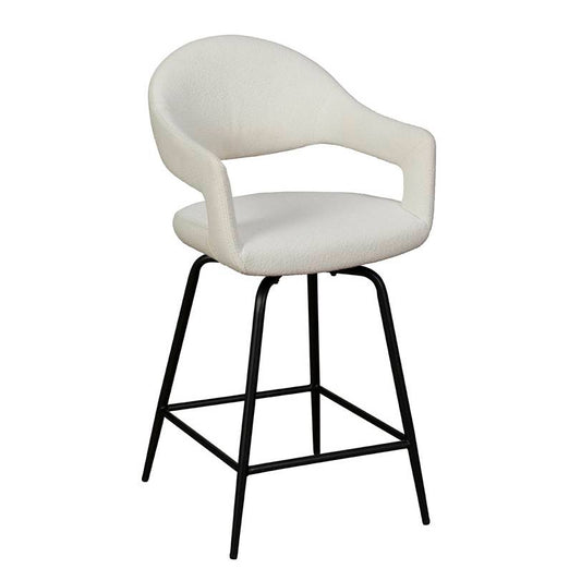 Aladdin White Boucle Swivel Barstool - Pieces For Places
