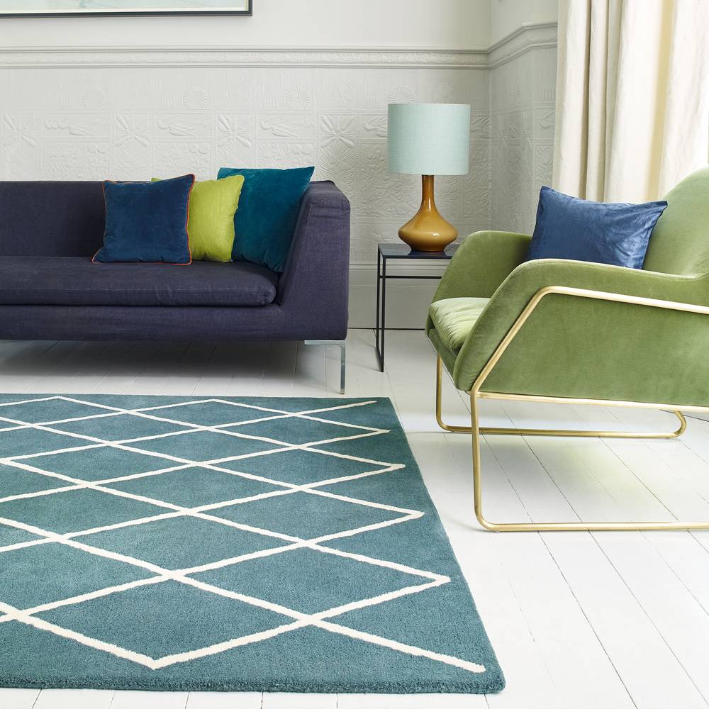 Diamond Teal Albany Rug - 200cm x 290cm
