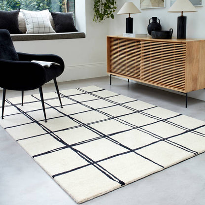 Grid Monochrome Albany Rug - 200cm x 290cm