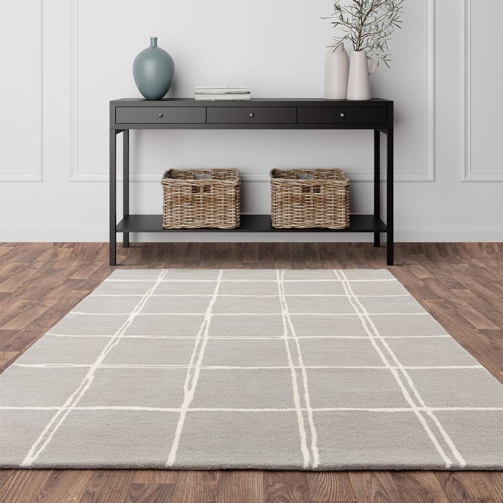 Grid Silver Albany Rug - 200cm x 290cm