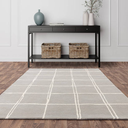 Grid Silver Albany Rug - 200cm x 290cm