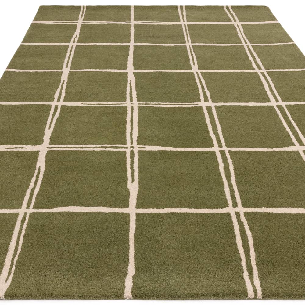 Grid Olive Albany Rug - 200cm x 290cm