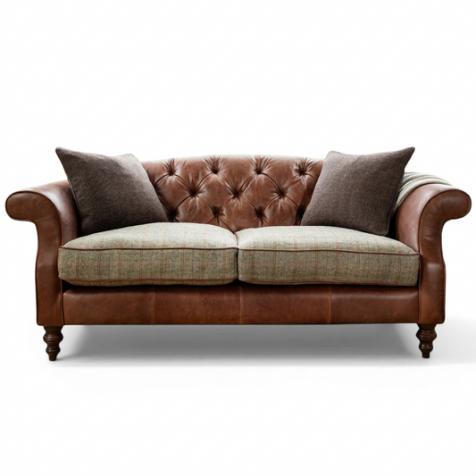 Argyll Harris Leather & Harris Tweed Petit Sofa