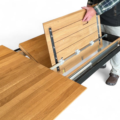Slider Oiled Oak Extending Dining Table - Pieces For Places