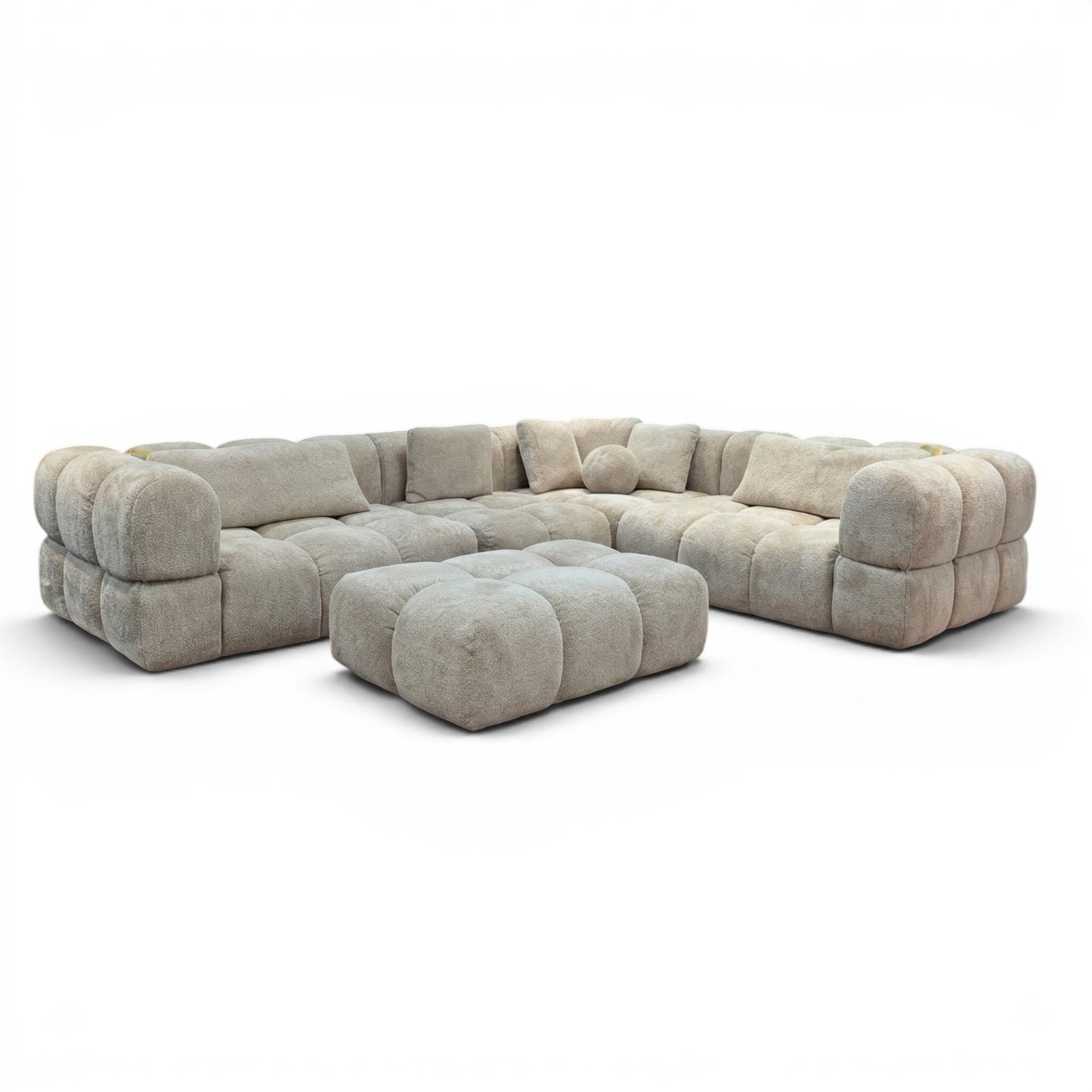 Beige Bubble Corner Sofa & Footstool - Ex Display