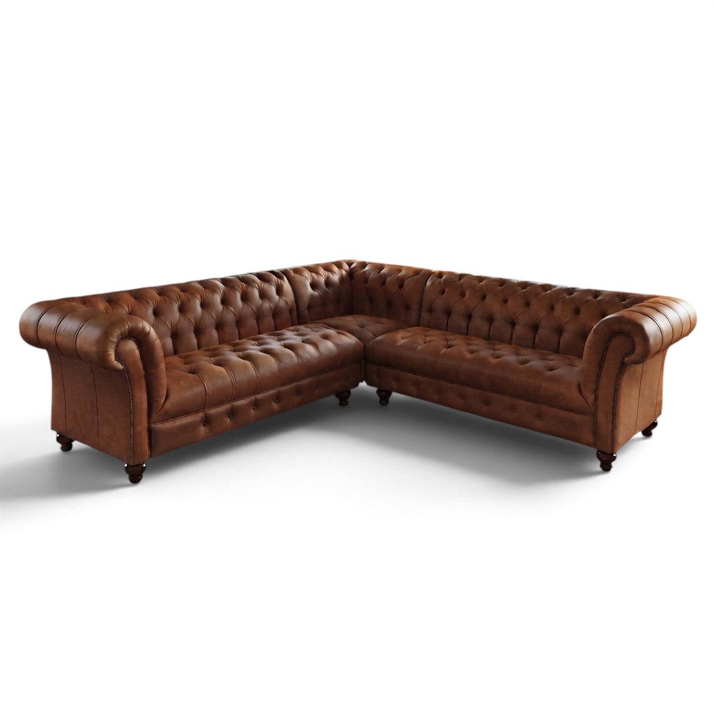 Chadderton 5 Seater Corner Leather Chesterfield