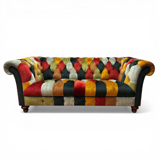Chadderton Velvet Patchwork Chesterfield - 6 Sizes