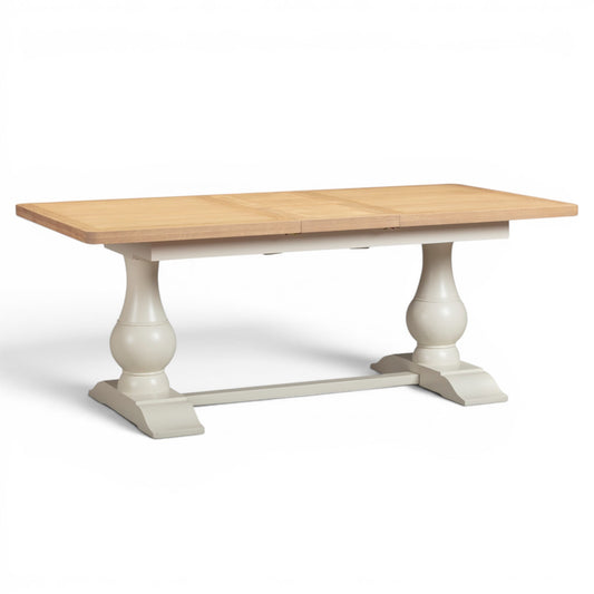 Chester Off-White Pedestal Extending Dining Table