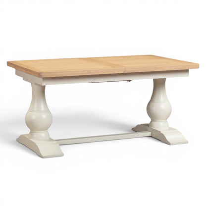 Chester Off-White Pedestal Extending Dining Table