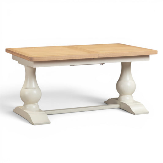Chester Off-White Pedestal Extending Dining Table