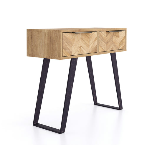 Chevron Mango Wood 2 Drawer Console Table - Pieces For Places
