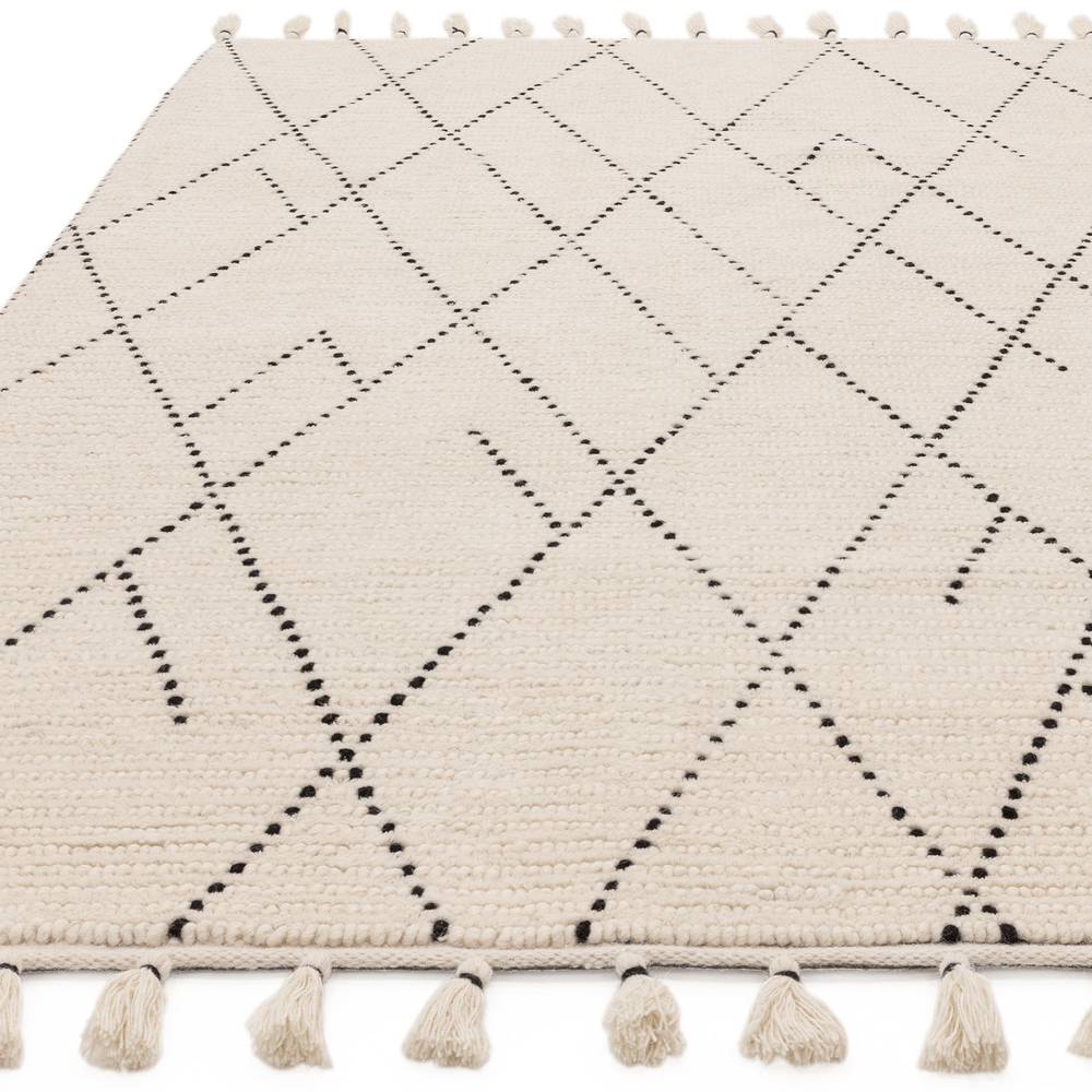 Cream/Black Linear Rug Nepal Rug - 200cm x 290cm