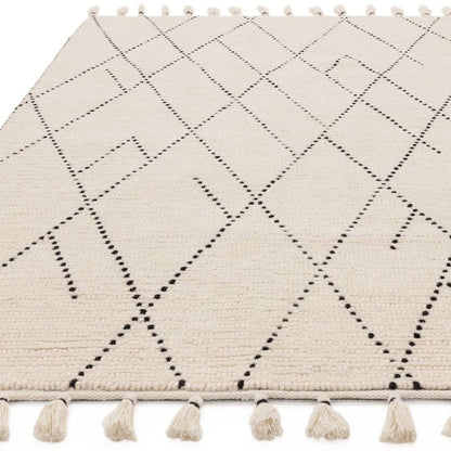 Cream/Black Linear Rug Nepal Rug - 200cm x 290cm