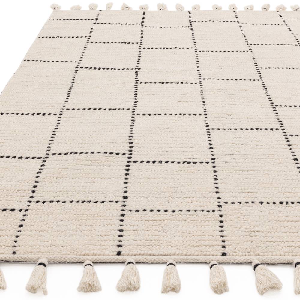 Cream/Black Tile Rug Nepal Rug - 200cm x 290cm