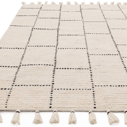 Cream/Black Tile Rug Nepal Rug - 200cm x 290cm