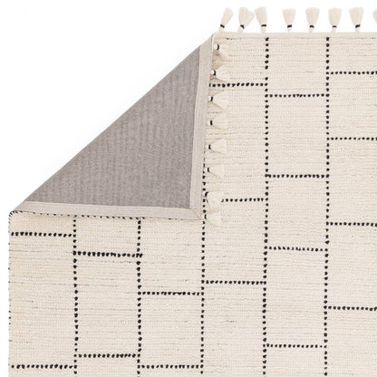 Cream/Black Tile Rug Nepal Rug - 200cm x 290cm