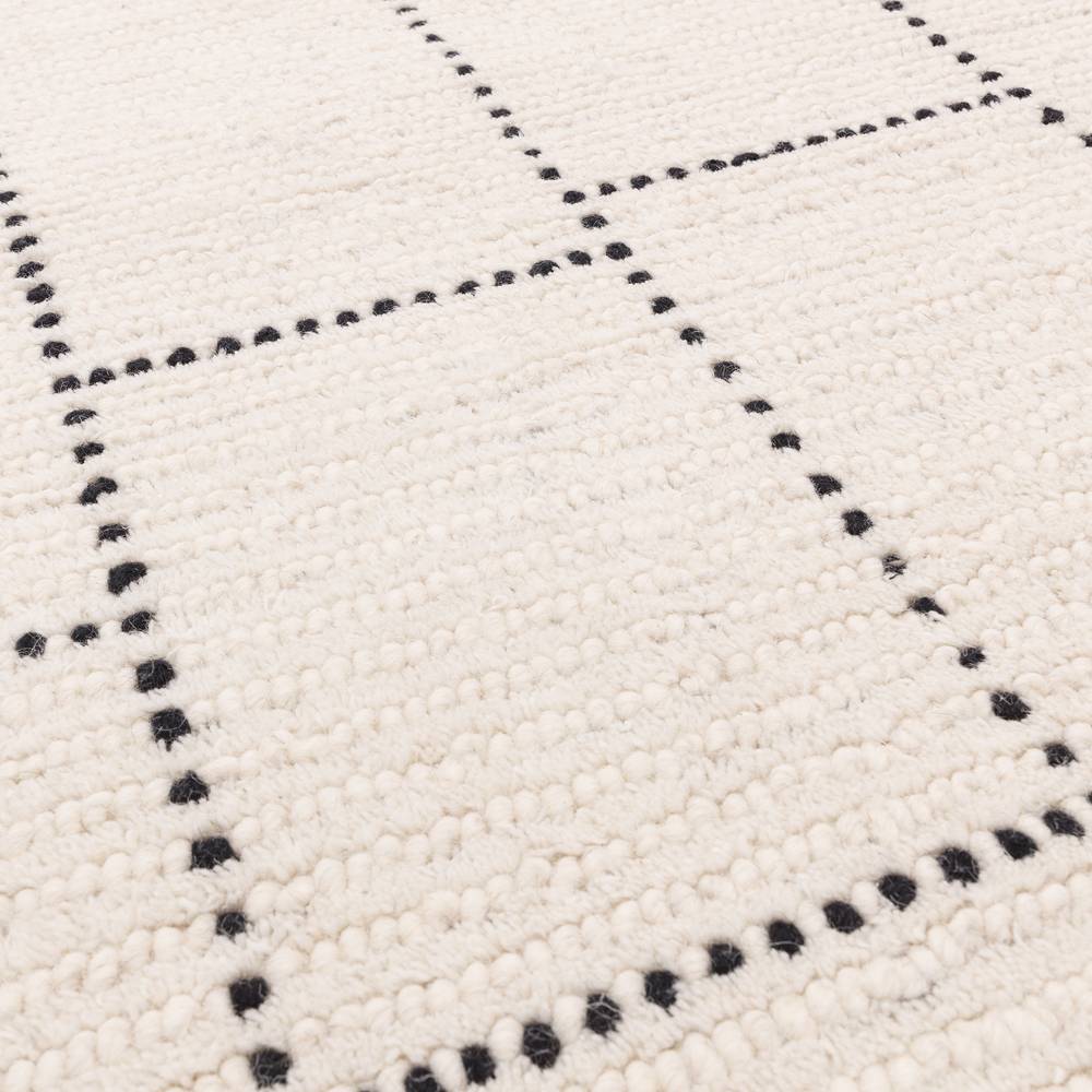 Cream/Black Tile Rug Nepal Rug - 200cm x 290cm