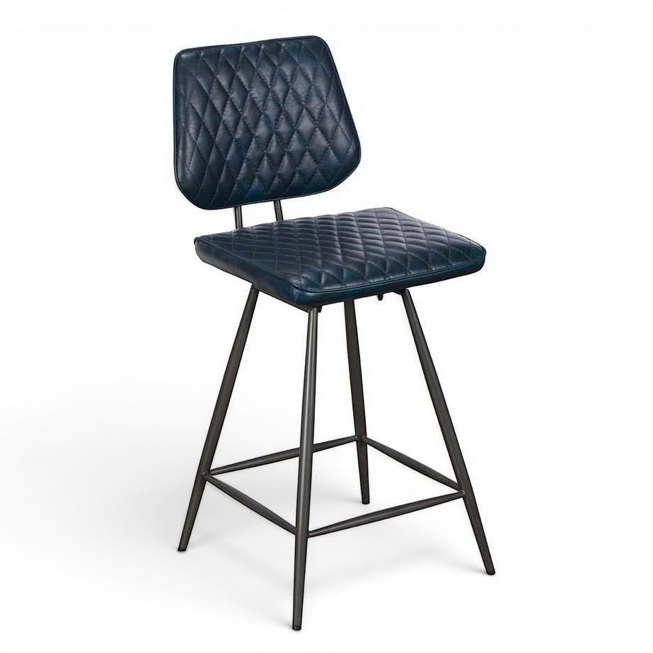Dallas Dark Blue PU Leather Barstool - Pieces For Places