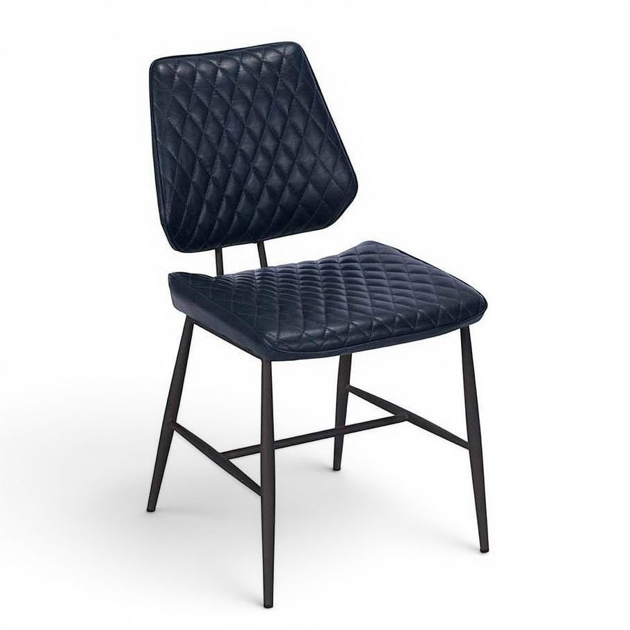 Dallas Dark Blue PU Leather Dining Chair - Pieces For Places