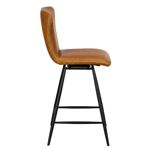 Ebba Tan PU Leather Barstool - Pieces For Places