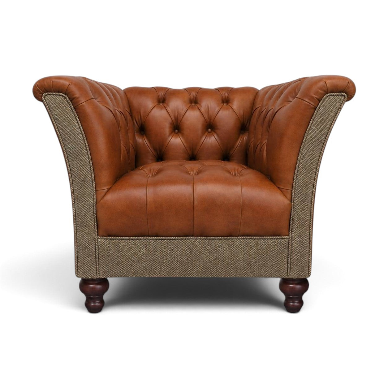 Garswood Leather & Harris Tweed Chesterfield Armchair