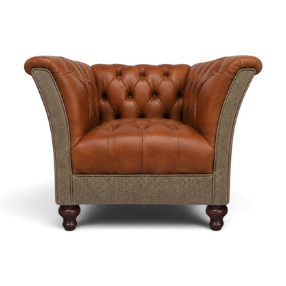 Garswood Leather & Harris Tweed Chesterfield Armchair