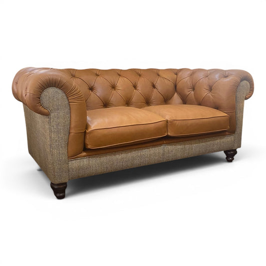 Grantham Leather & Tweed 2 Seater Chesterfield Sofa