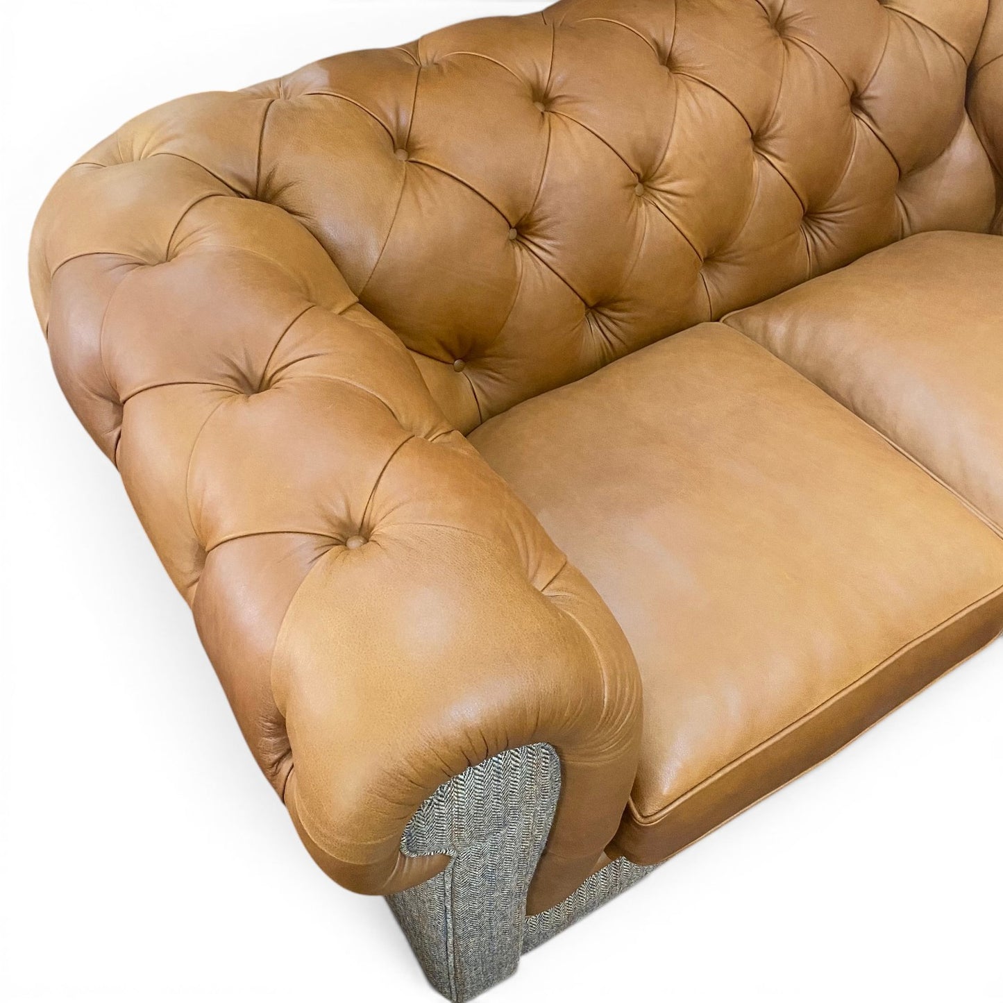 Grantham Leather & Tweed 2 Seater Chesterfield Sofa