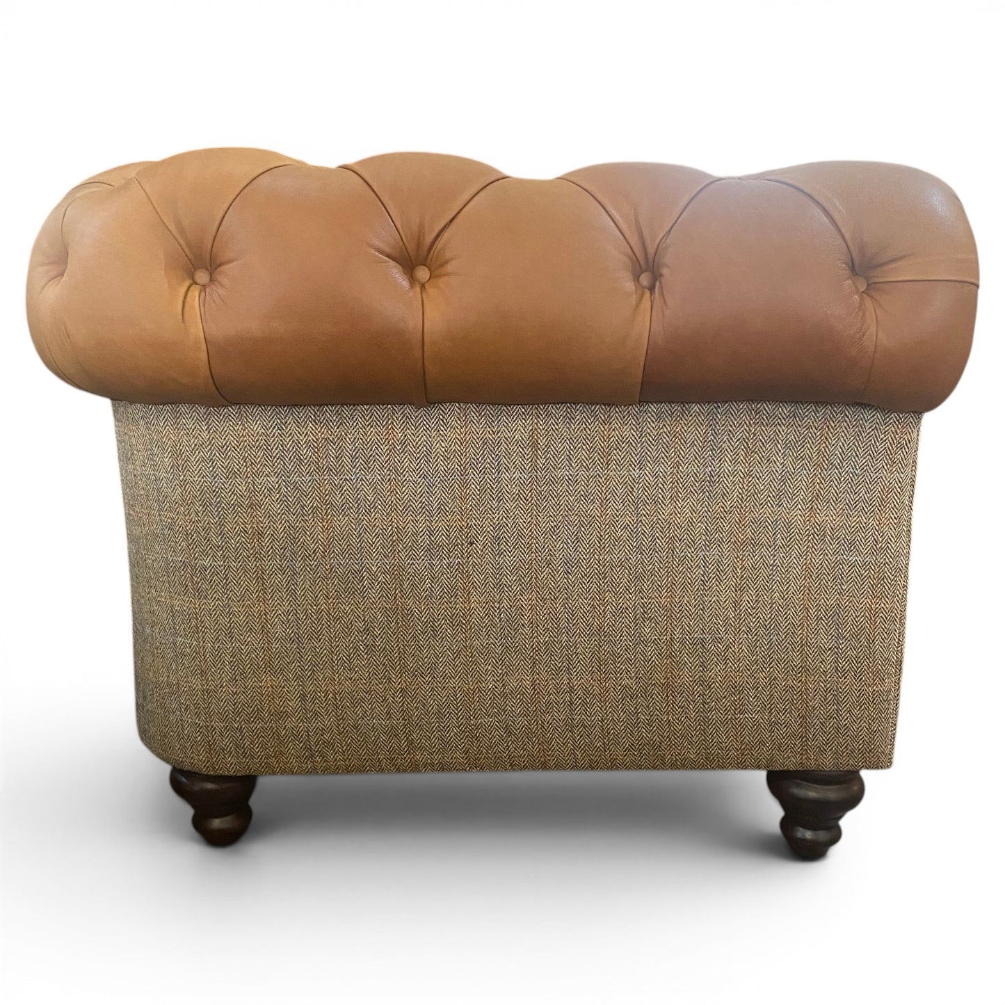 Grantham Leather & Tweed 2 Seater Chesterfield Sofa