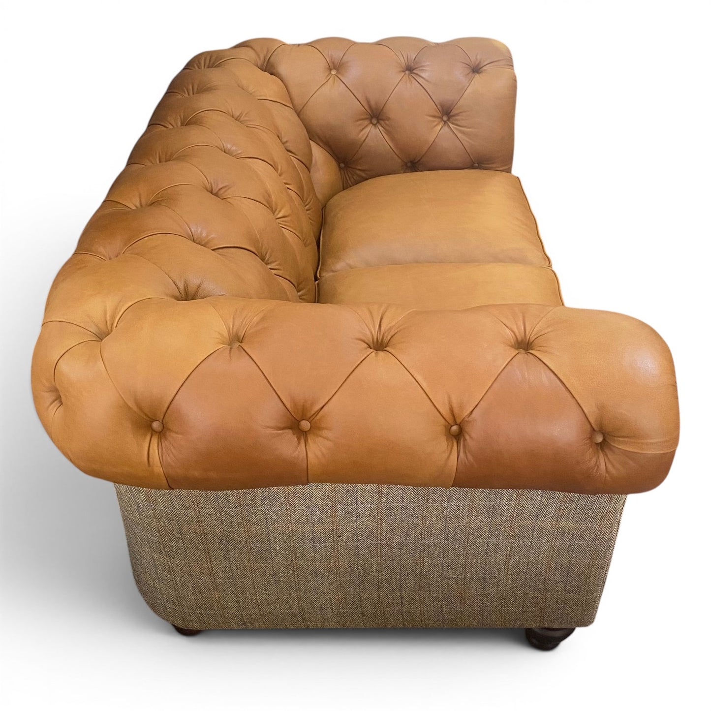 Grantham Leather & Tweed 2 Seater Chesterfield Sofa