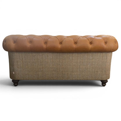 Grantham Leather & Tweed 2 Seater Chesterfield Sofa