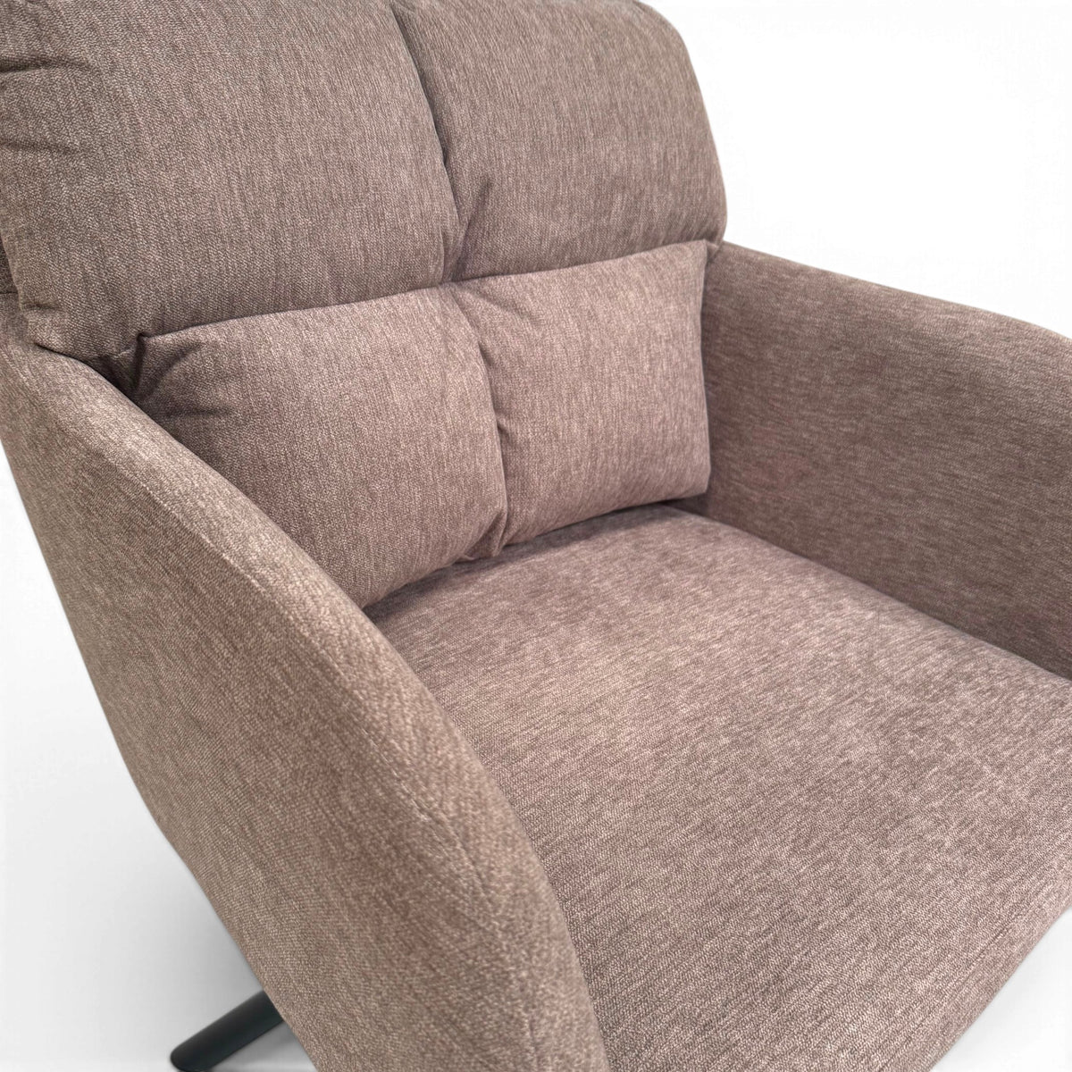Haven Light Beige Grey Fabric Swivel Carver Dining Chair