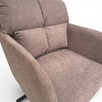 Haven Light Beige Grey Fabric Swivel Carver Dining Chair