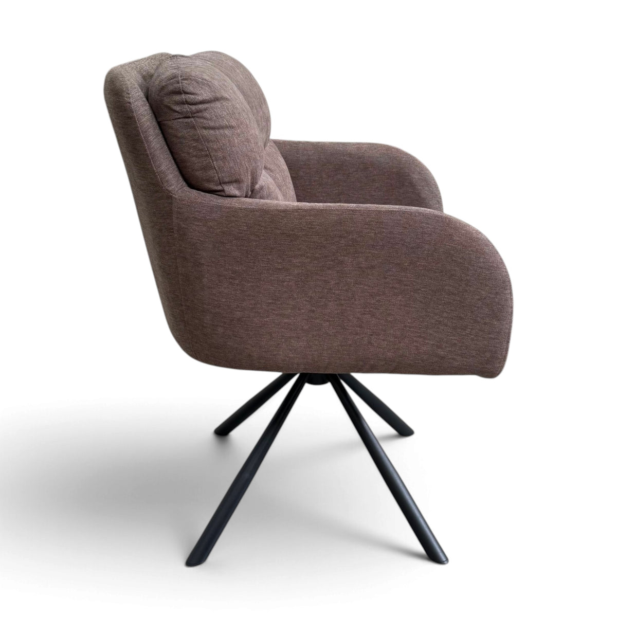 Haven Light Beige Grey Fabric Swivel Carver Dining Chair