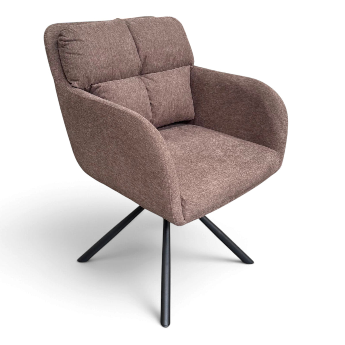 Haven Light Beige Grey Fabric Swivel Carver Dining Chair